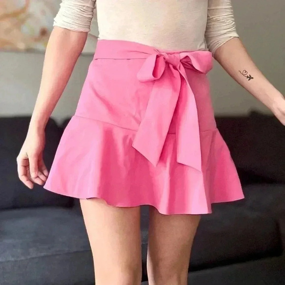 Zara Bow Trim Flare Skort - Barbie Pink - Size S - Picture 1 of 8